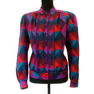 Vintage 1980s Geometric Vaporwave New Wave Top